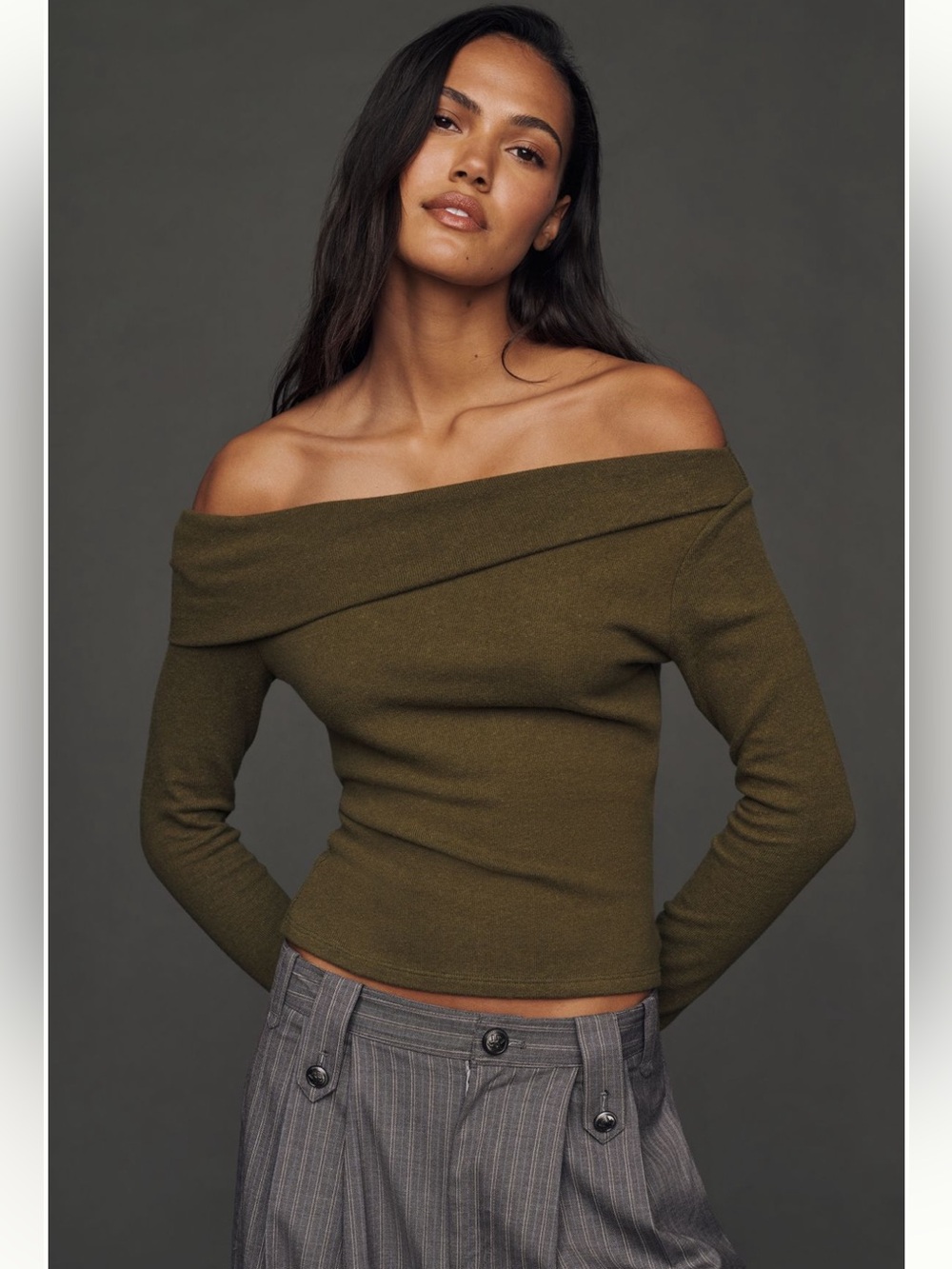 Reformation Elio Off-the-shoulder Asymmetric Knit Top
